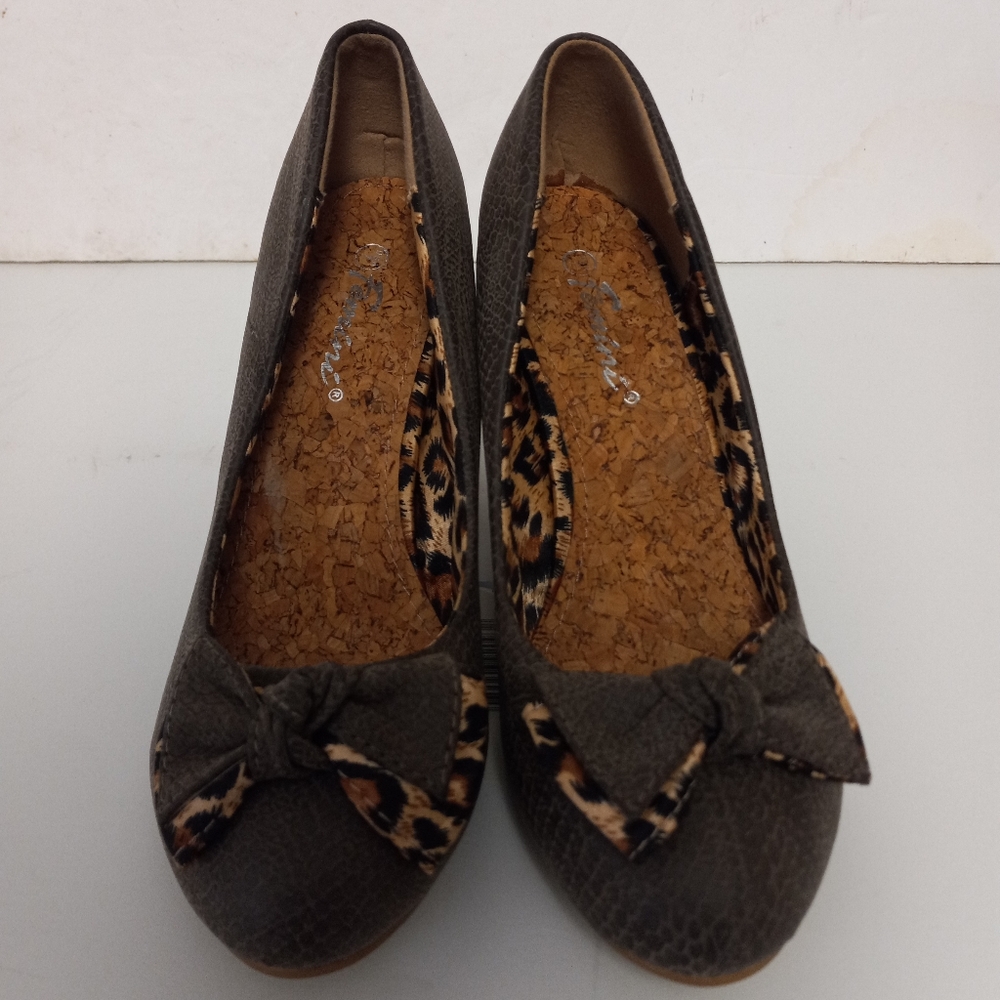 FIMINI Leppard Print Cork Wedges (7)